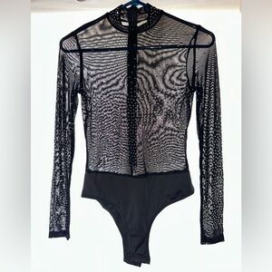 Black Sheer Long Sleeve Bodysuit